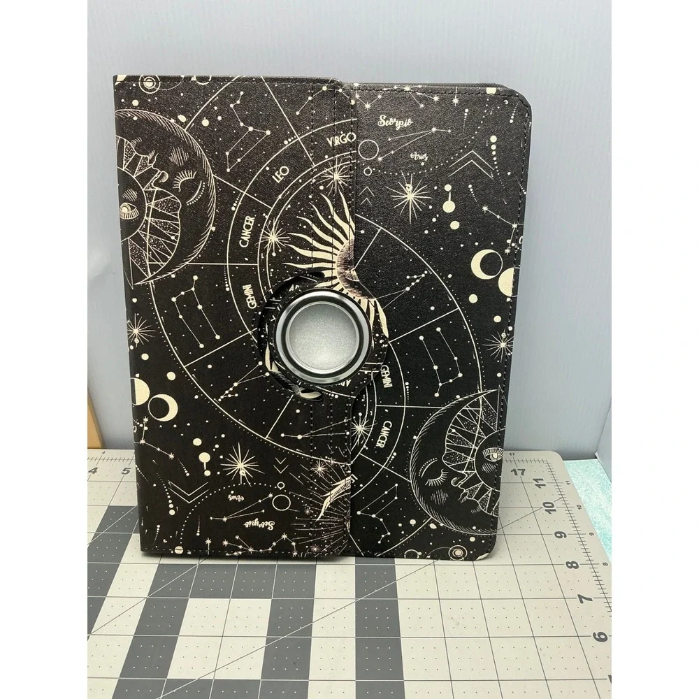 Kidcube iPad Pro 13 Inch M4 2024 Case 360 Rotating Celestial Zodiac‎ Black Gold